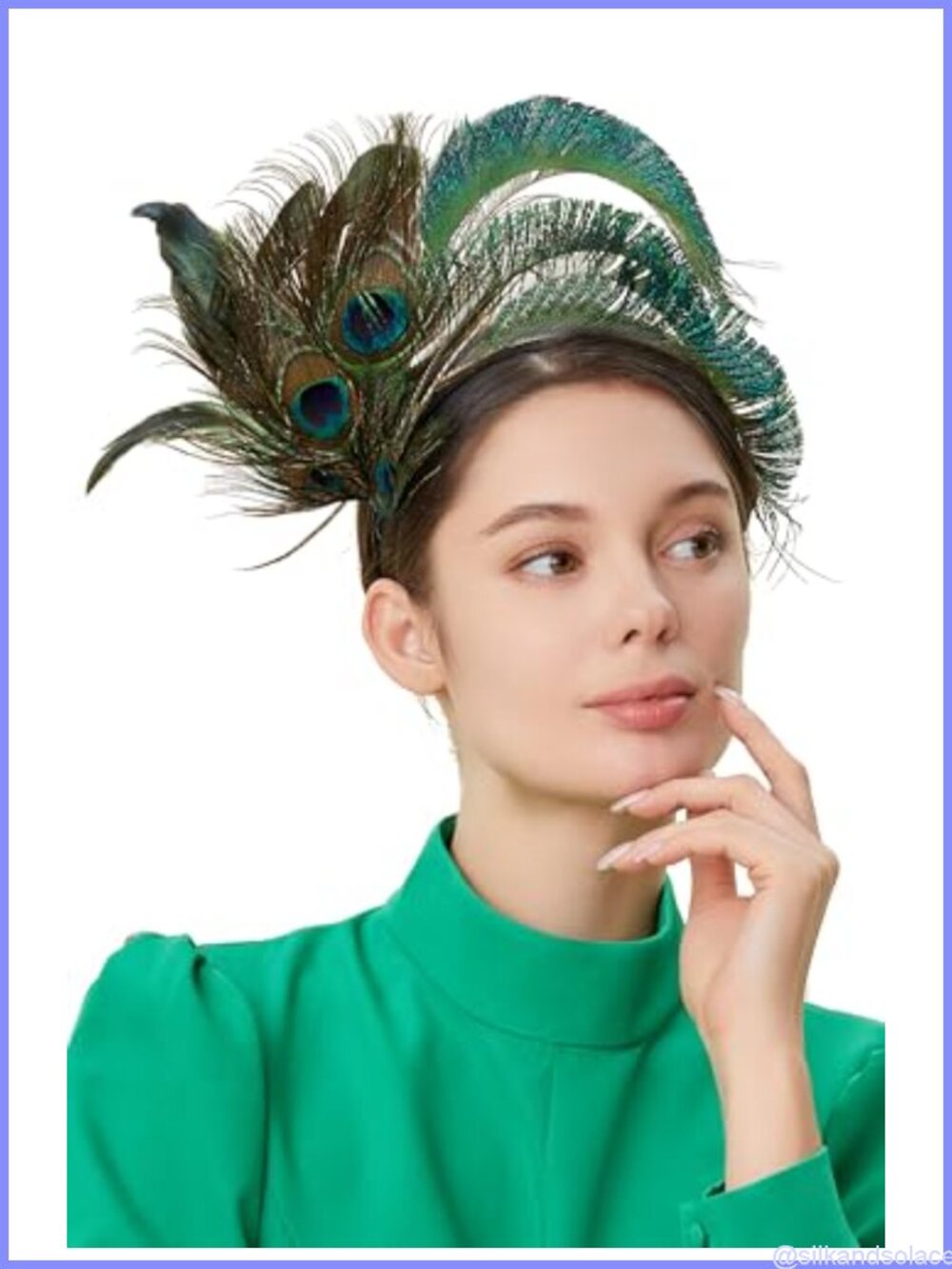 Faux Peacock Feather Fascinator Headband Derby Tea Party Hat